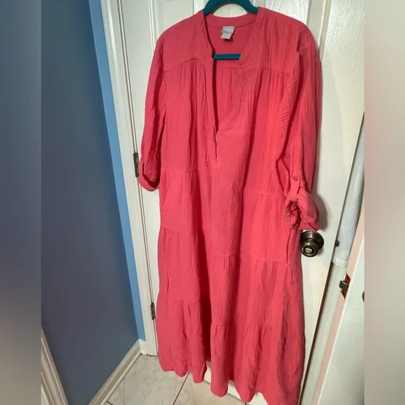 Chico's Dresses Tiered Chicos Spring Xl 18 Xxl Aline Gauze